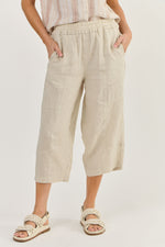 BARREL LEG  7/8 LINEN PANT IN SAND