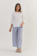 LOOSE SLEEVE LINEN TOP IN WHITE