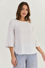 LOOSE SLEEVE LINEN TOP IN WHITE