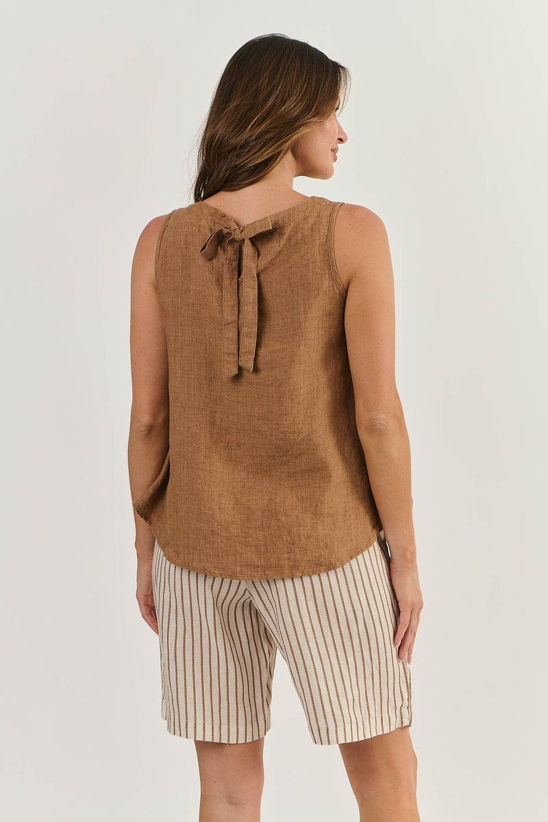 LINEN TANK IN GINGERBREAD