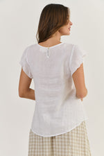 FLUTTER SLEEVE TOP IN WHITE