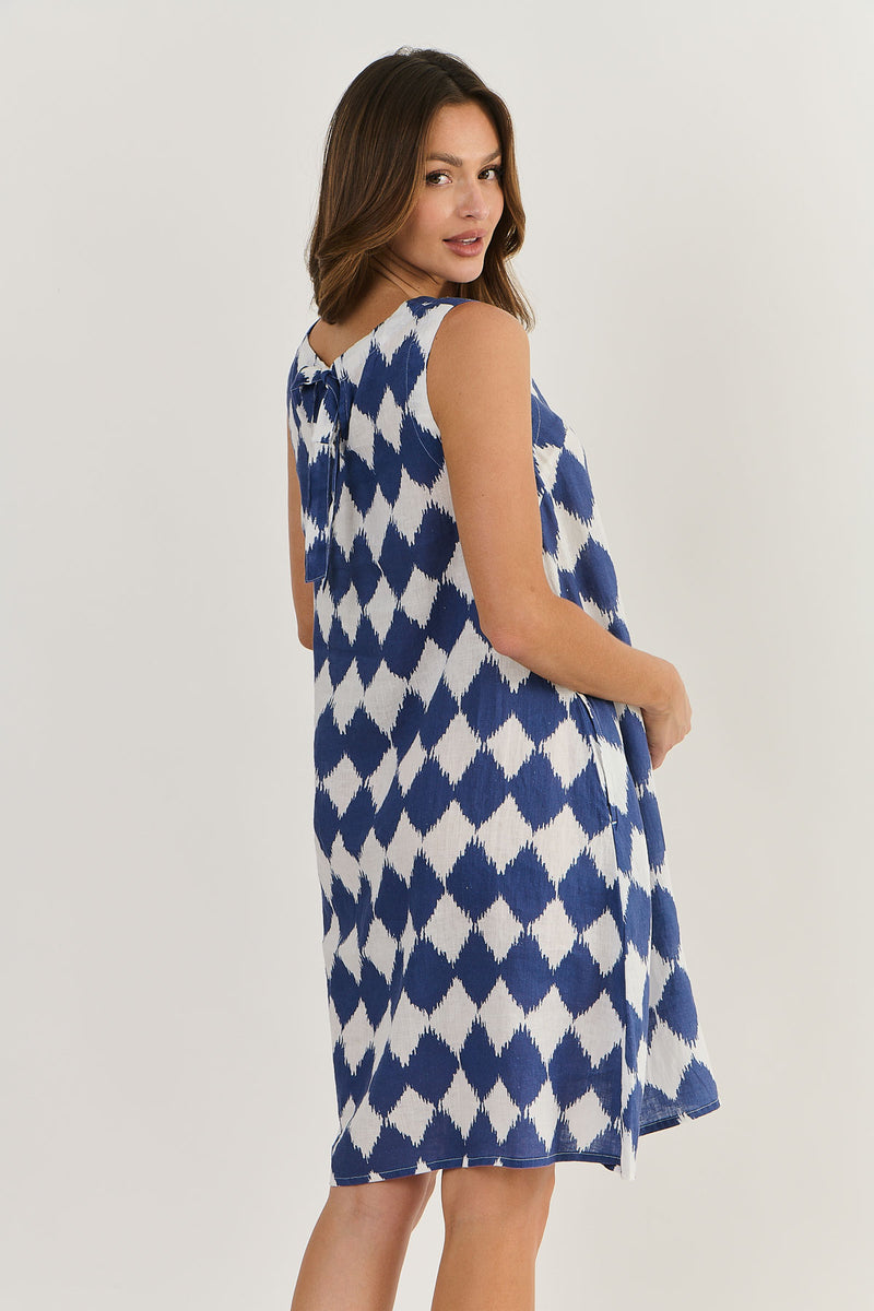 A-LINE LINE TANK DRESS IN HARLEQUIN