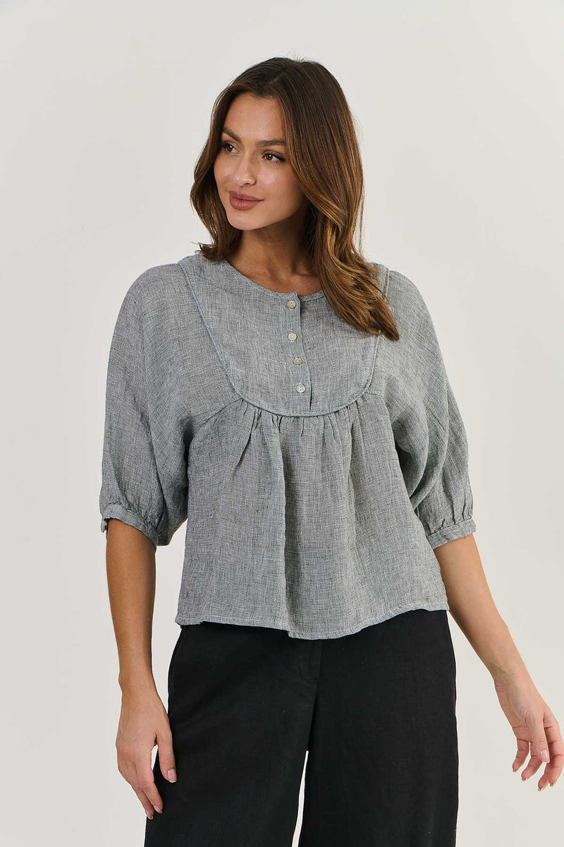 Linen smock top on sale