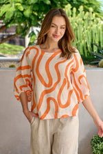 BOAT NECK TOP IN TAMARIND RIBBON