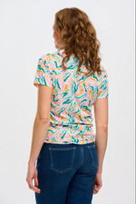 KHLOE V-NECK T-SHIRT IN MULTI, WILD ANIMAL