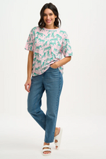 KINSLEY RELAXED T-SHIRT IN PINK, ZEBRA REPEAT