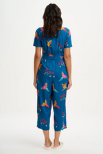 KRISTIE CROPPED JUMPSUIT TEAL, RAINBOW PARROTS