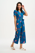 KRISTIE CROPPED JUMPSUIT TEAL, RAINBOW PARROTS