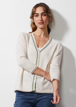 HAND WORK CARDI - LINEN