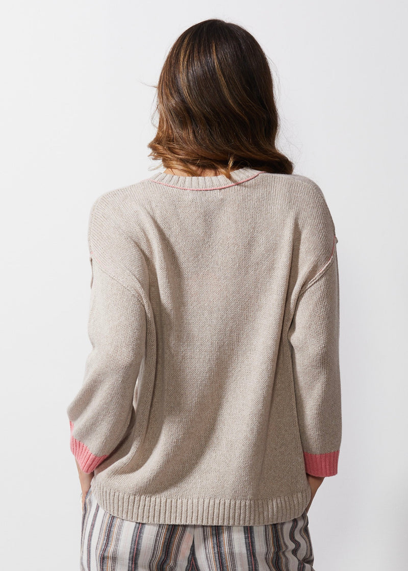 CHUNKY LINEN CARDI - FLAX