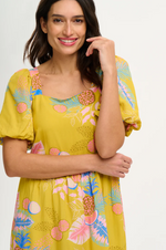 LILOU DRESS IN YELLOW, TROPICAL FRUITS