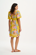 LILOU DRESS IN YELLOW, TROPICAL FRUITS