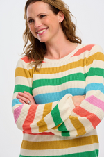 MARINA JUMPER IN OFF-WHITE, RAINBOW STRIPES