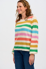 MARINA JUMPER IN OFF-WHITE, RAINBOW STRIPES