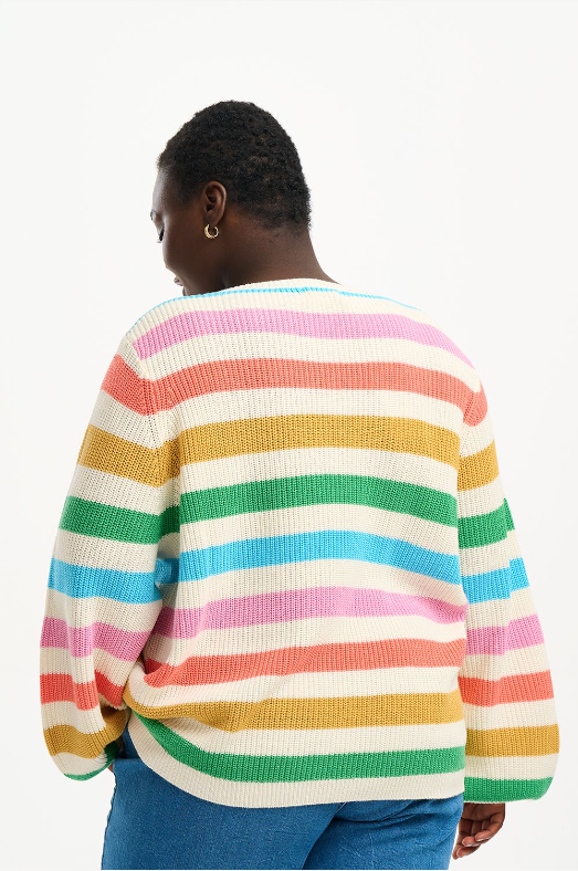 MARINA JUMPER IN OFF-WHITE, RAINBOW STRIPES