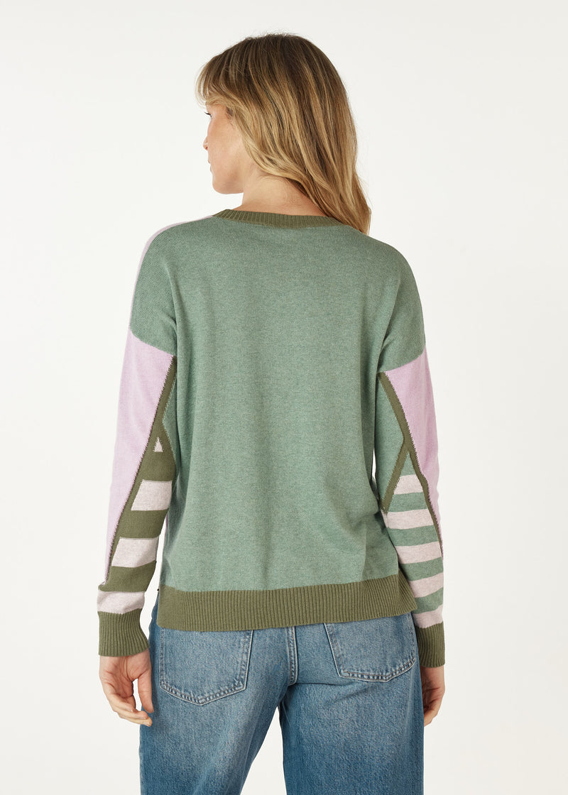 MOSAIC INTARSIA JUMPER IN KHAKI