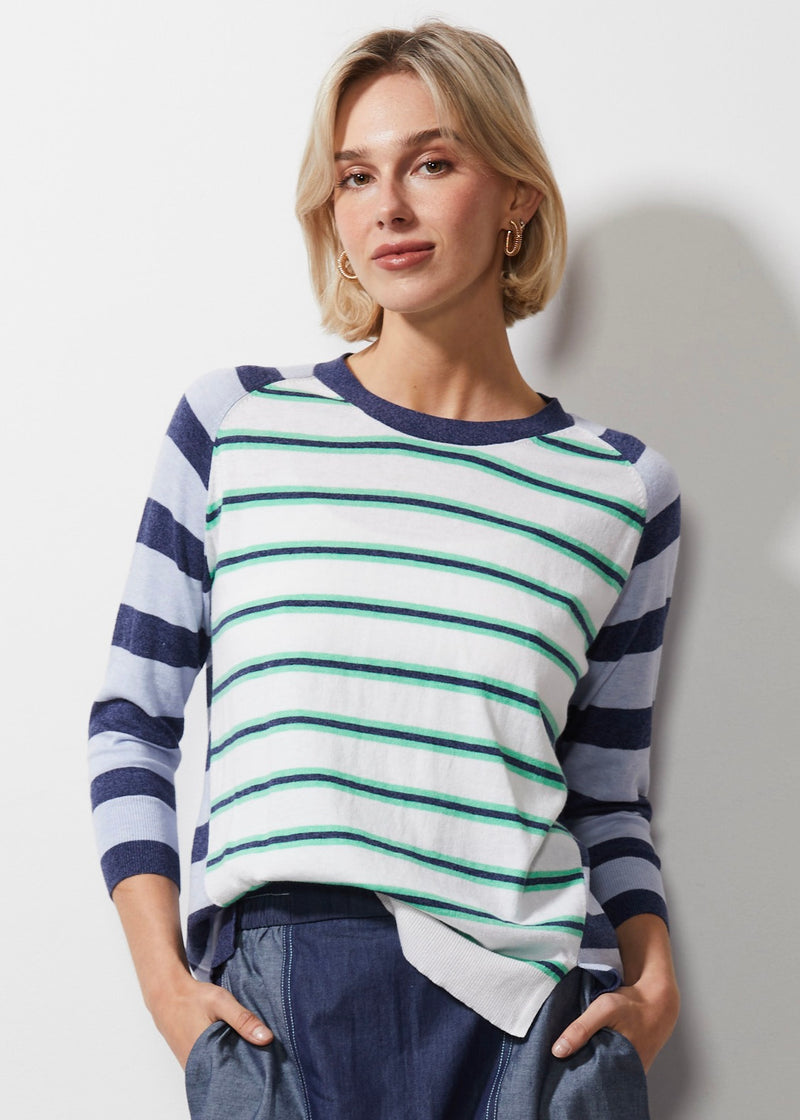 MULTI STRIPE JUMPER IN DENIM