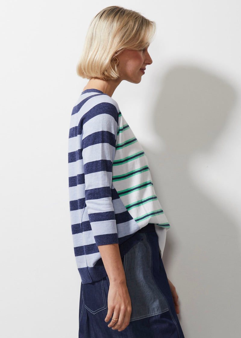 MULTI STRIPE JUMPER IN DENIM