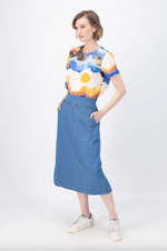 HEPBURN PANORAMA SKIRT IN LIGHT WASH DENIM