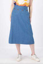 HEPBURN PANORAMA SKIRT IN LIGHT WASH DENIM