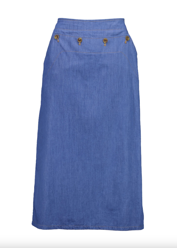 HEPBURN PANORAMA SKIRT IN LIGHT WASH DENIM