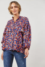 ROMANCE RUFFLE BLOUSE - AZURE BLOOM