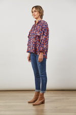 ROMANCE RUFFLE BLOUSE - AZURE BLOOM