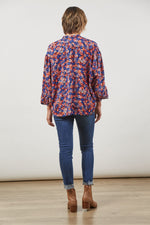 ROMANCE RUFFLE BLOUSE - AZURE BLOOM