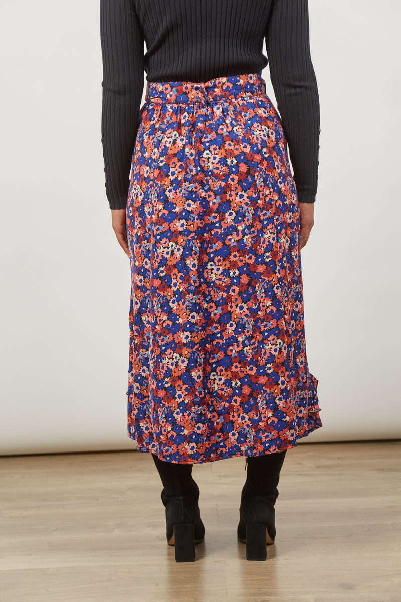 ROMANCE WRAP SKIRT - AZURE BLOOM