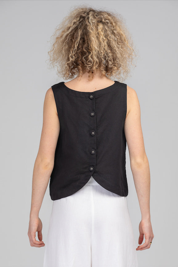 ROSE TOP - BLACK LINEN