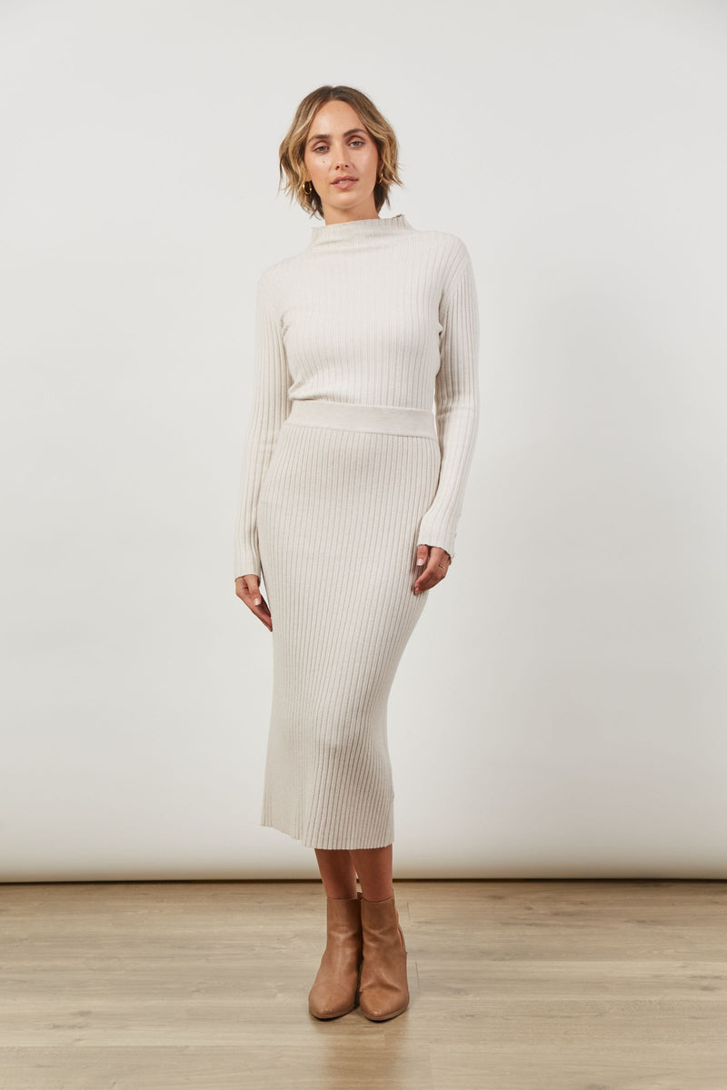 SKYLINE KNIT SKIRT - CREME