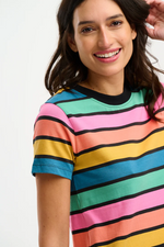 SIA T-SHIRT DRESS IN MULTI, BEACH HUT STRIPES