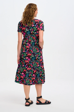 UNNA JERSEY MIDI SMOCK DRESS IN BLACK, TIGERS & TOUCANS