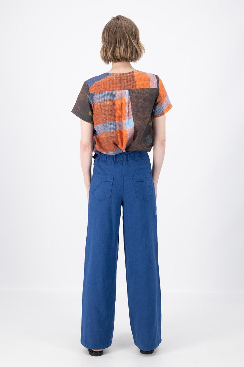 LINO PEGGY LONG LINEN PANTS - COBALT BLUE