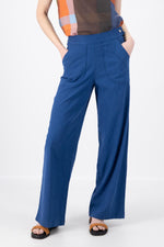 LINO PEGGY LONG LINEN PANTS - COBALT BLUE