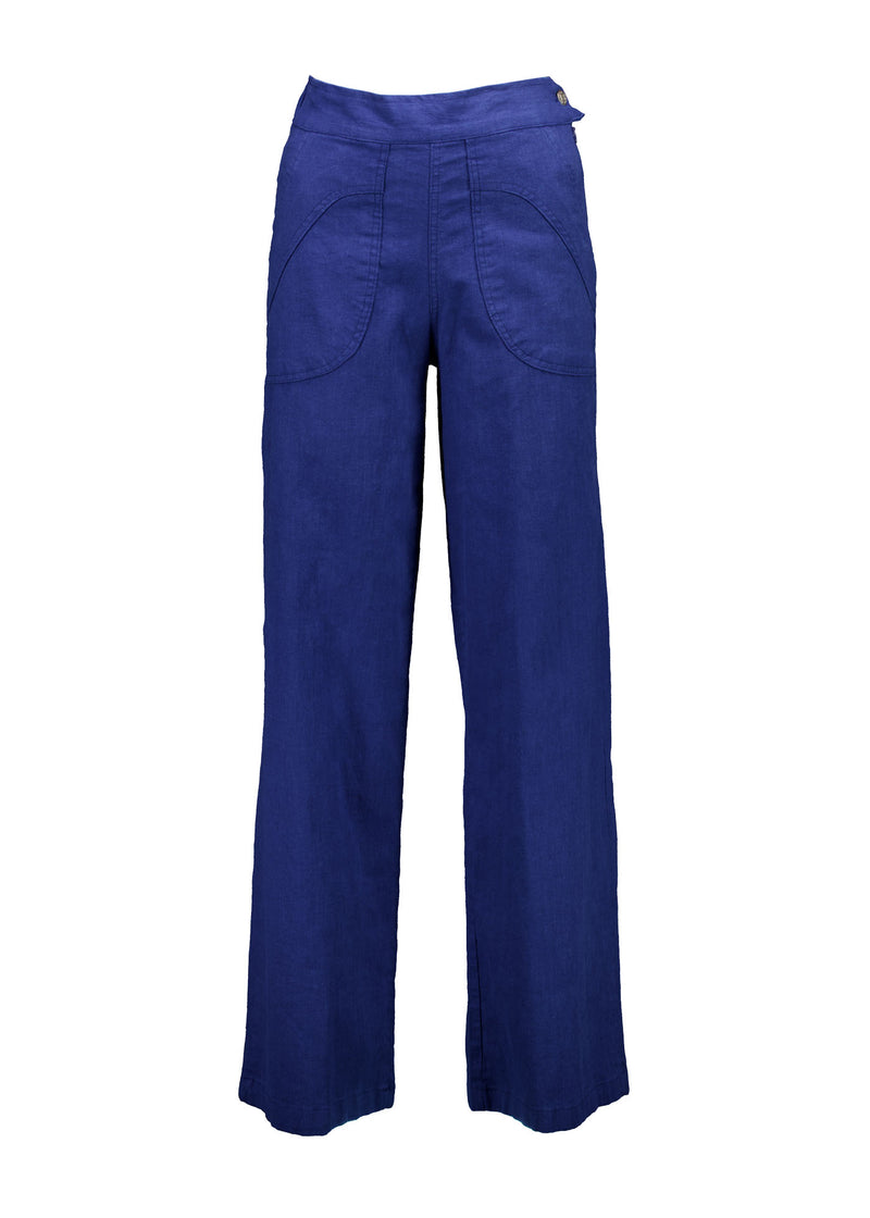 LINO PEGGY LONG LINEN PANTS - COBALT BLUE