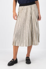 CHAMPAGNE PLEAT SKIRT - GOLD