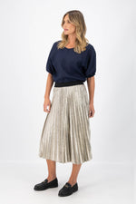 CHAMPAGNE PLEAT SKIRT - GOLD