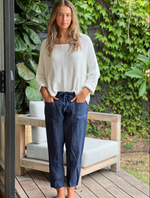 JESSIE LINEN PANT: NAVY