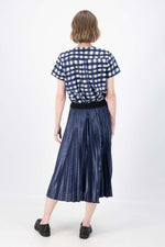 CHAMPAGNE PLEAT SKIRT - NAVY