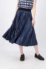 CHAMPAGNE PLEAT SKIRT - NAVY