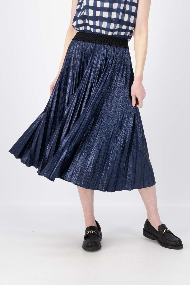 CHAMPAGNE PLEAT SKIRT - NAVY