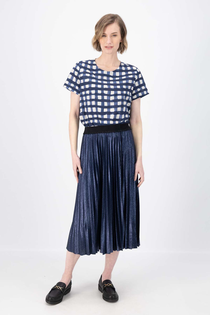 CHAMPAGNE PLEAT SKIRT - NAVY